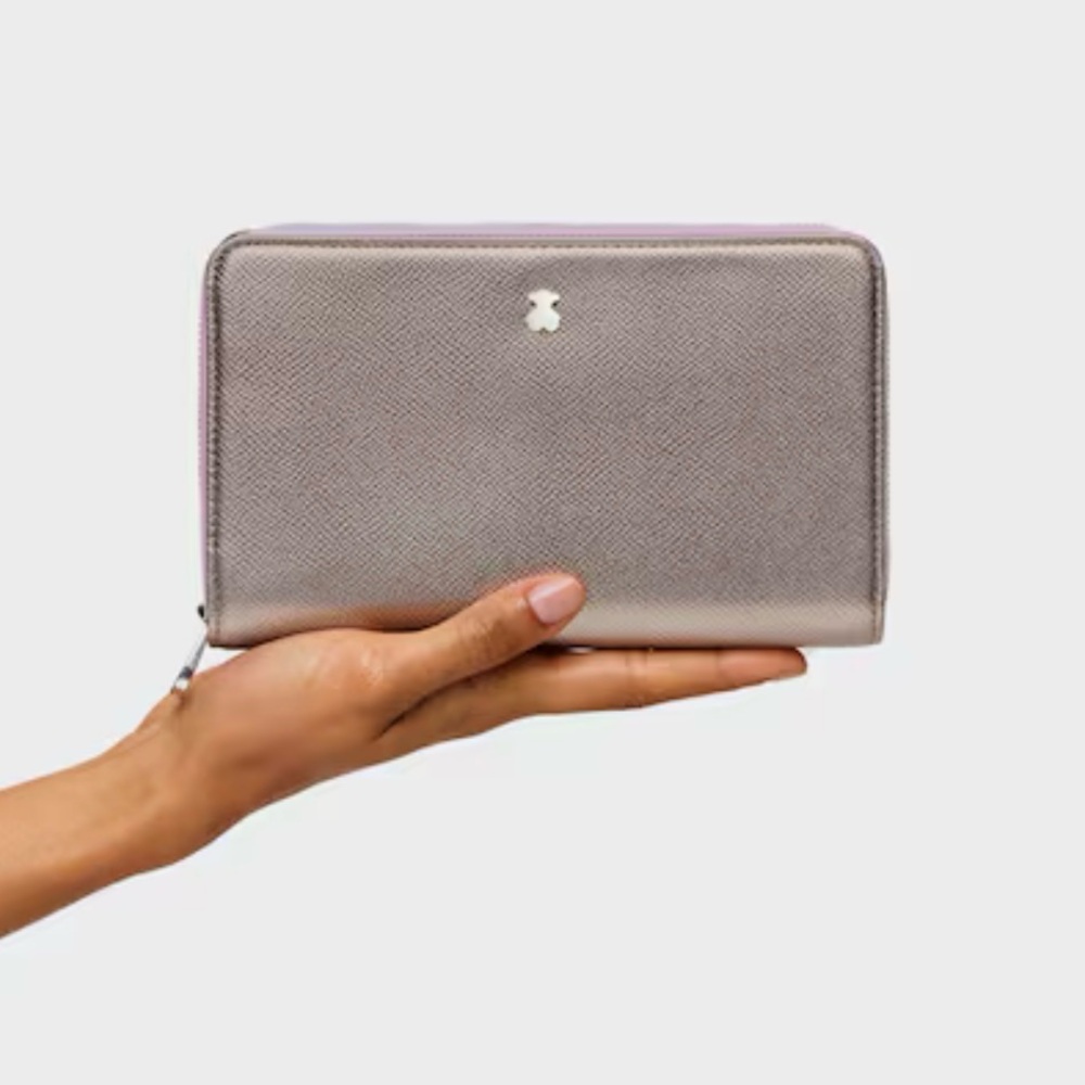TOUS Metallic Rose Zip-Around Wallet